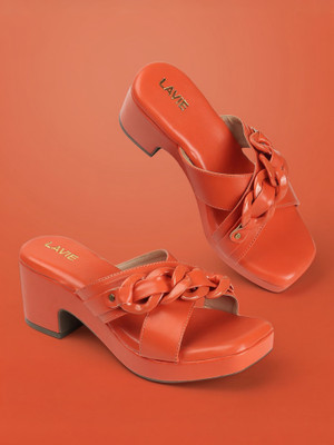 LAVIE Women Heels(Orange , 8)