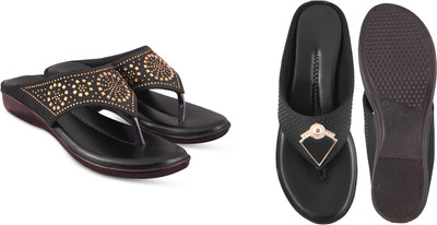 hunyza footwear Women Flats(Black, Black , 7)