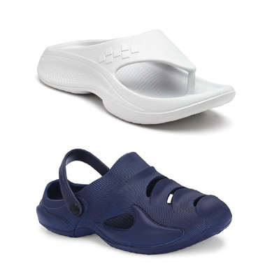 DEFLOW Men Sandals(Navy, Grey , 8)