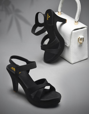 AROOM Women Heels(Black , 6)