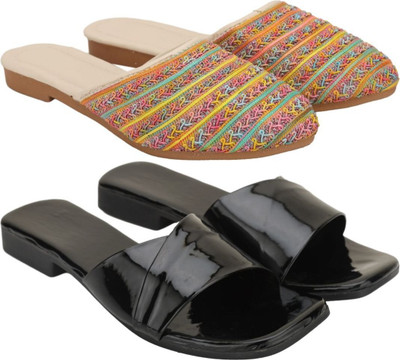 RTC ROYAL TRADING COMPANY Women Flats(Black, Multicolor , 9)