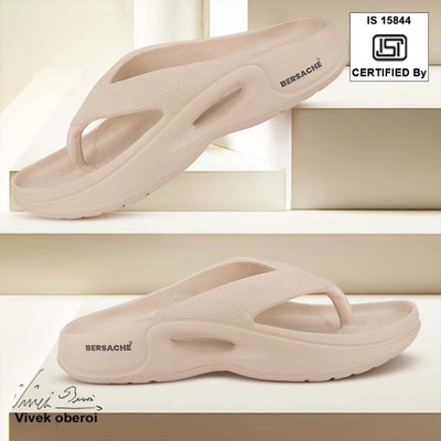 BERSACHE Men Slippers(Beige , 6)