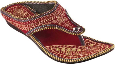 RTC ROYAL TRADING COMPANY Women Flats(Red, Gold , 4)