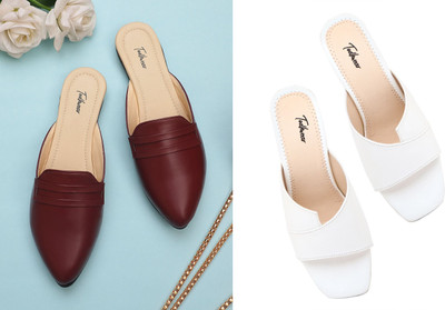 Todhwear Women Heels(Black, Maroon , 7)