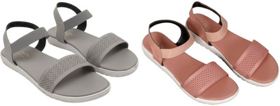 Kuhu Creations Women Flats(Pink, Grey , 6)