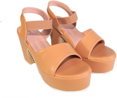 TopLife Women Heels(Beige , 6)