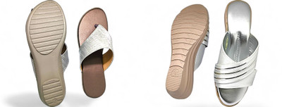 PMS Women Wedges(Grey, Silver , 6)