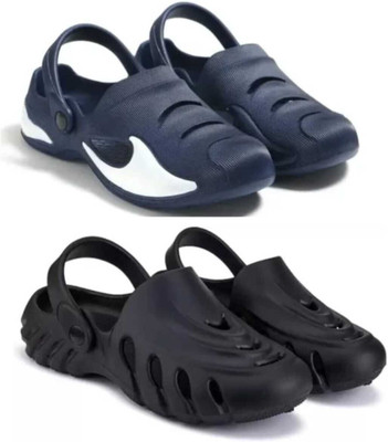 house of common Men Clogs(Navy, Black , 9)