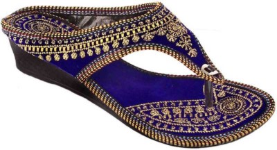 RTC ROYAL TRADING COMPANY Women Flats(Blue, Gold , 4)