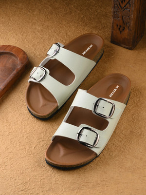 KILLER Stylish Dual Strap Buckle Design Women Flats(Green , 5)