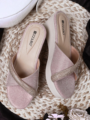 Bizzaro BZ303 Lightweight Comfort Extra Soft Summer Trendy Premium Stylish Party Women Wedges(Pink , 8)