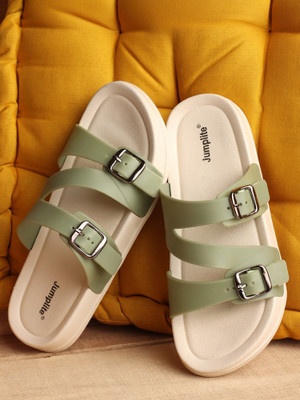JUMPLITE Women Flats(Green , 8)