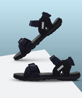 puma men black sandals