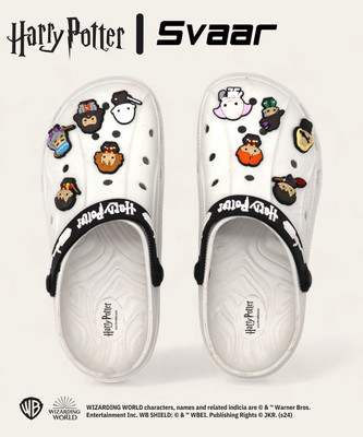 Svaar Harry Potter Magical Clogs for Men|10 Charms Included |with Signature Logo Strap Men Clogs(Off White , 11)