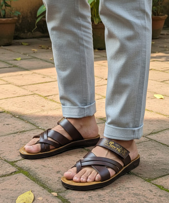 TOYTO Men Sandals(Brown , 6)