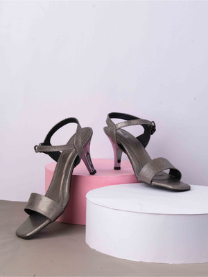 Inc.5 Party Wear Solid Square Toe Heels Women Heels(Grey , 6)