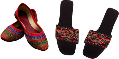Dualstep Women Flats(Multicolor, Black , 9)
