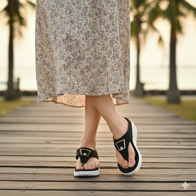 RAVIS Women Flats(Black , 7)