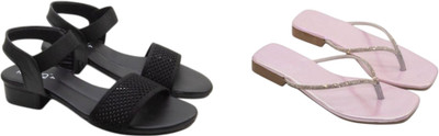 SHOCOG Women Flats(Black, Pink , 6)