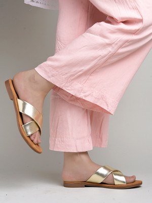 SHOETOPIA Girls Slip-on Flats(Gold , 14-15Y)