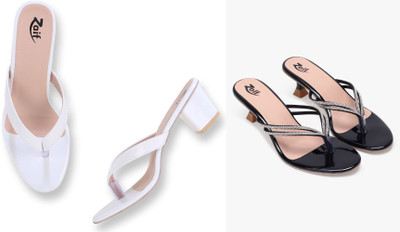 Zaif Women Heels(Black, Beige, White , 8)