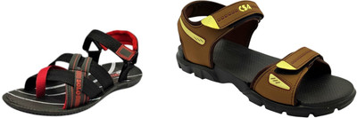 Classica Men Sandals(Brown, Black, Red , 10)