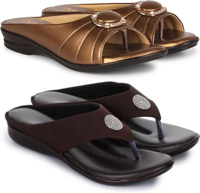 Nekii Traders Women Flats(Brown, Copper , 7)