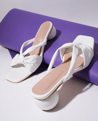 TRYME Women Heels(White , 8)