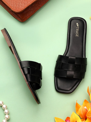 TRASE Women Flats(Black , 8)