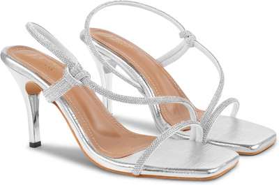 jm looks Women Heels(Silver , 5)