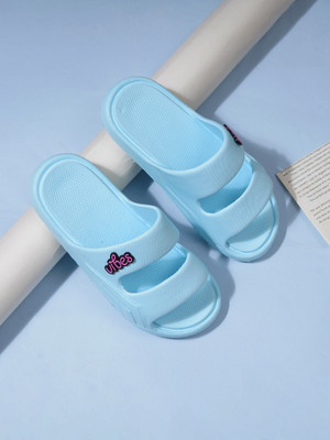 PLANET WALK Women Slides Lightweight, Breathable, Comfortable Everyday Cushioned Insole Slides(Blue , 3)