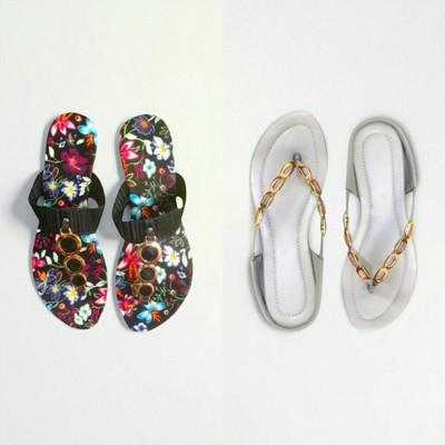 Nicesteps Women Flats(White, Multicolor , 4)