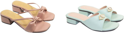 SHOCOG Women Flats(Green, Beige , 5)