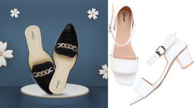 Todhwear Women Heels(Black, White , 6)