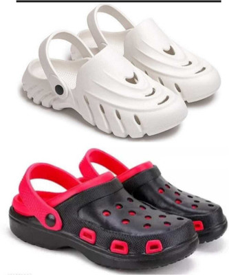 house of common Men Clogs(White, Red , 10)
