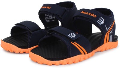 Picaaso Men Sports Sandals(Navy, Orange , 7)