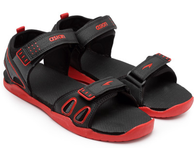 asian Men Sports Sandals(Black, Red , 10)