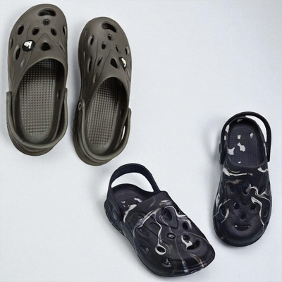 Monrav Men Clogs(Grey, Black , 9)