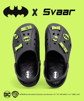 Svaar Batman Dark Knight Clogs for Men | 8 Charms Included | Bold Look | Comfy Fit Men Clogs(Black , 10)