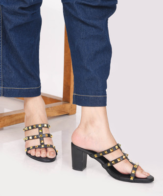 Froh Feet Women Heels(Black , 4)