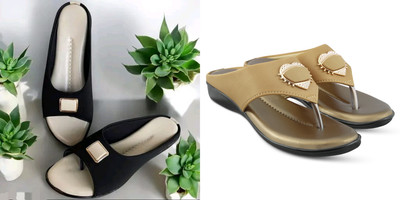 hunyza footwear Women Flats(Beige, Black , 9)