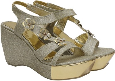 Sonskey Women Wedges(Gold , 8)