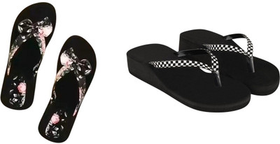 Komfy Women Flats(Multicolor, Black , 5)