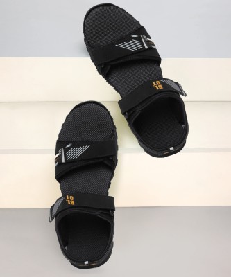 Paragon Paragon K1408G Men's Stylish Lightweight & Durable Black & Gold Velcro Sandals Men Sandals(Black, Gold , 6)