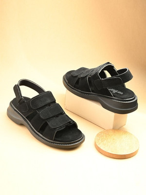 house of common Men Sandals(Black , 7)