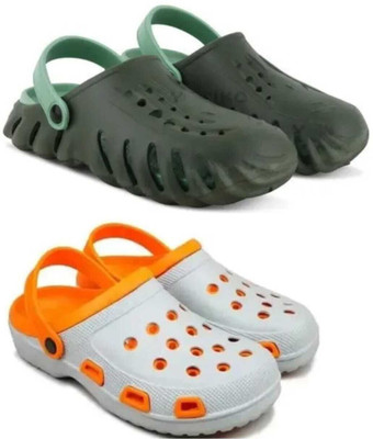 house of common Men Clogs(Green, Grey , 8)