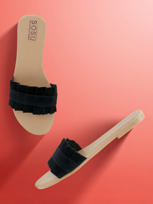 SOSU Women Flats(Black , 6)