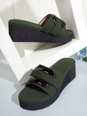 Walkfree Women Wedges(Green , 4)