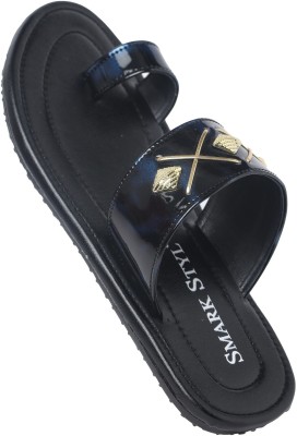 Smark Styl Men Flats(Black, Blue , 8)