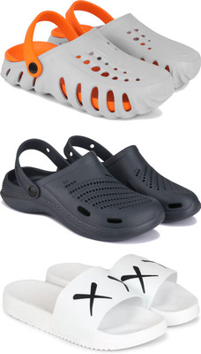 DRACKFOOT Men Clogs(White, Black, Grey , 10)